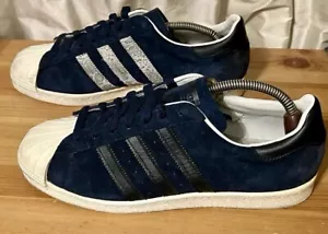 SALE Adidas Superstar UK8 Trainer Blue Snakeskin Black Cream Grey Leather Suede - Picture 1 of 24