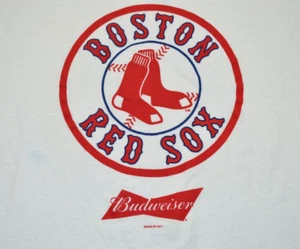 Boston Red Socks Budweiser short sleeve white t-shirt size LARGE - Picture 1 of 7