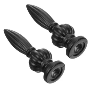 Pr Antique Style Black Finish Cast Metal Lamp Shade Finials-Dual Thread-3.07" H - Picture 1 of 7