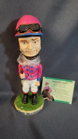 Hollywood Park 2001 Gold Cup Chris McCarron  Bobble Head in Box W/Card Cover