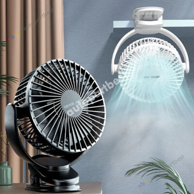 360° 5 inch Portable Desk Fan USB 3 Speeds 5 Blade Quiet Cooling 5000mAh Clip on - Image 1 of 4