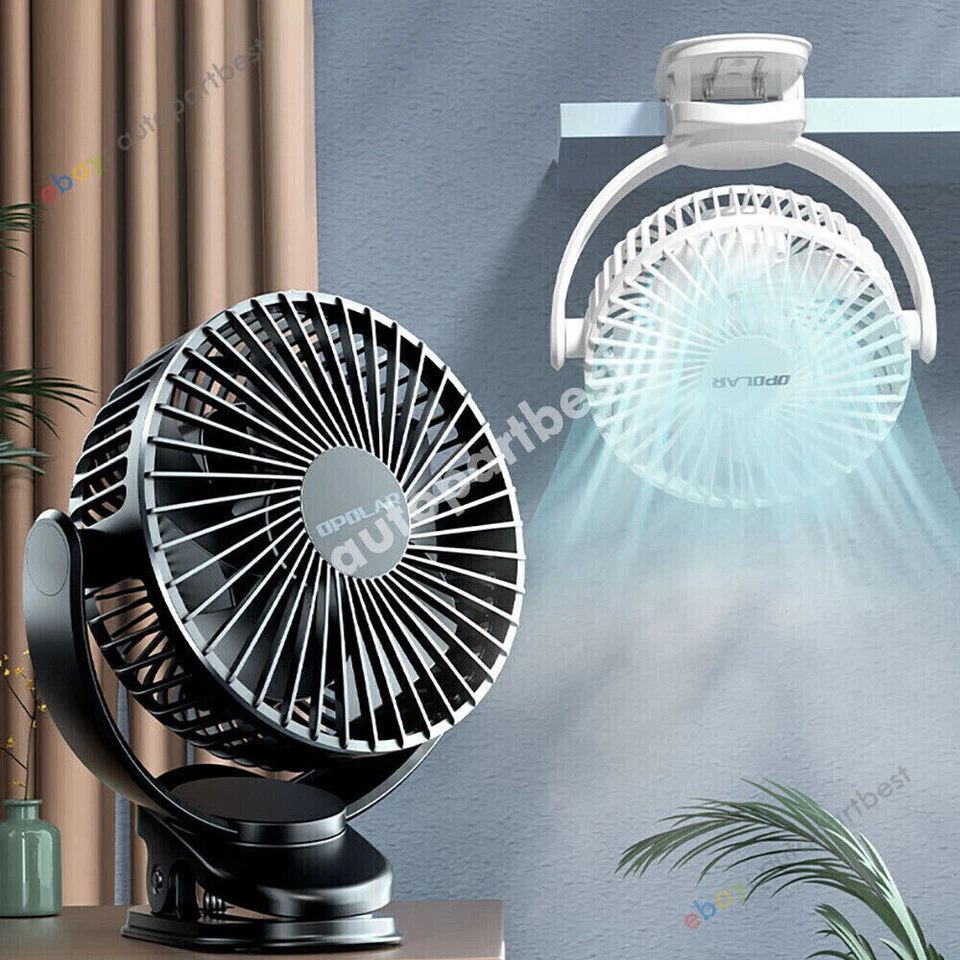 360° 5 inch Portable Desk Fan USB 3 Speeds 5 Blade Quiet Cooling 5000mAh Clip on - Image 1 of 4