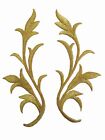 #2237 Gold,Silver Trim Fringe Leaves Glitter Boho Embroidery Applique Patch/Pair