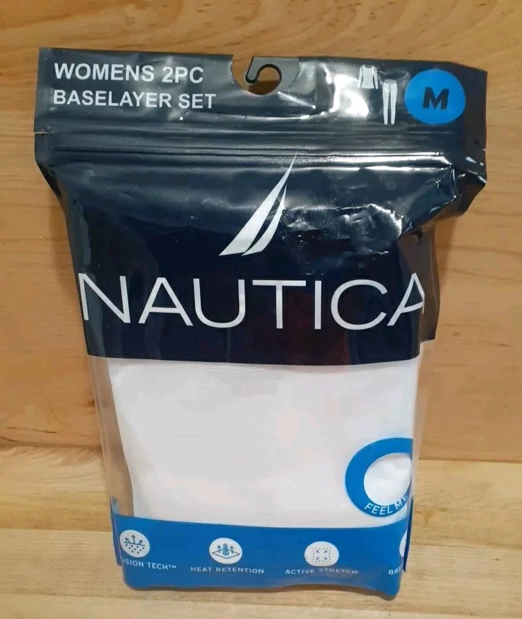 1PK: NAUTICA BASELAYER SET Adlt M WHITE DriFusion Tech Light/Stretch Breathable  - Image 1 of 2