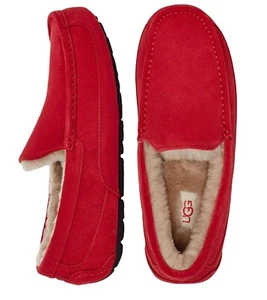 New Men's UGG Brand Ascot Moccasin Soft Casual Slipper Shoes Samba Red 1101110 - Picture 1 of 2