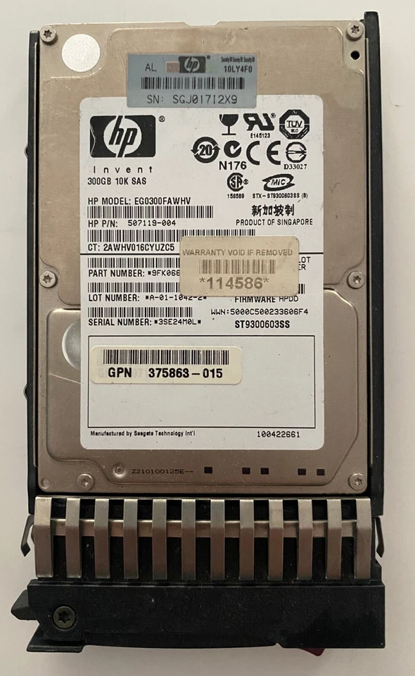 HP 300GB 2,5" 6G SAS 16MB 10k disco rigido disco rigido con telaio 507119-004 - Immagine 1 di 2