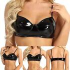 Fashionable Black Patent Leather Bralette Corset Women's Wirefree Bustier