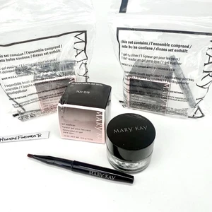 3x Mary Kay Gel Eyeliner JET BLACK .15oz Pot & Brush Set New In Box Lot 085704 - Picture 1 of 6
