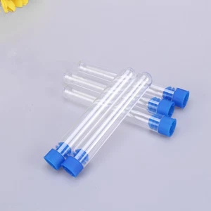 Paquete de 12 tubos de ensayo de plástico transparente de 16x150 mm con tapón para científicos - Imagen 1 de 12