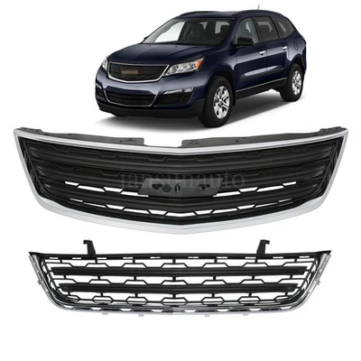 Front Bumper Grille Upper Lower Grill Black For 2013-2017 Chevy Traverse 4-Door Foto 1 de 4