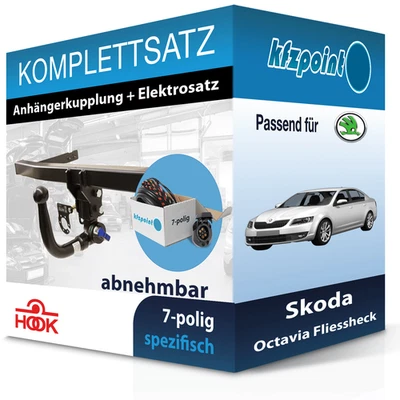 Für Skoda Octavia Fliessheck 04-13 HOOK Anhängerkupplung abnehmbar + 7polig neu - Bild 1 von 3