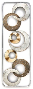 Wandbild Metallbild Wanddekoration m.Kreis Wandobjekt KIANO Metall gold - silber - Bild 1 von 7