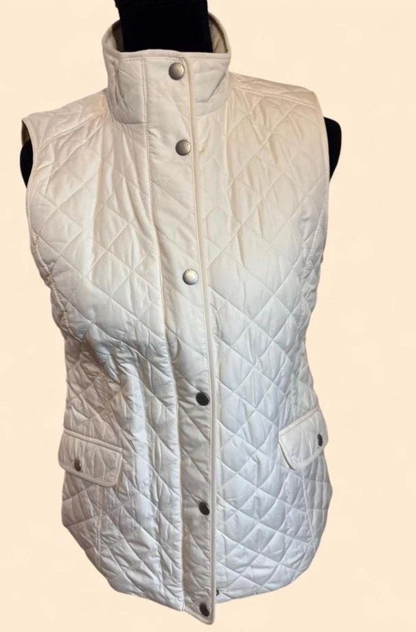 Chaleco acolchado blanco Talbots talla S #preppy nuevo con etiquetas Foto 1 de 4