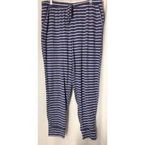 Nautica Lounge Pants Large Woman’s Blue White Striped Drawstring Waist Pockets - Picture 1 of 6