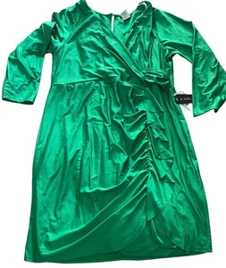 B Darlin Emerald Green L/S Faux Wrap Dress Party Cocktail Sheath Plus 22 Women - Picture 1 of 11