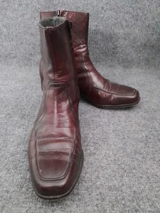 Vintage Hanover Shoes Mens 9D Ankle Boot Oxblood 2609 Leather Upper Side Zip - Picture 1 of 9