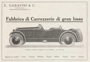 ADVERTISEMENT 192 ALFA ROMEO 6C TORPEDO SPORT TYPE 1502 GARAVINI TURIN LUXURY - Picture 1 of 1