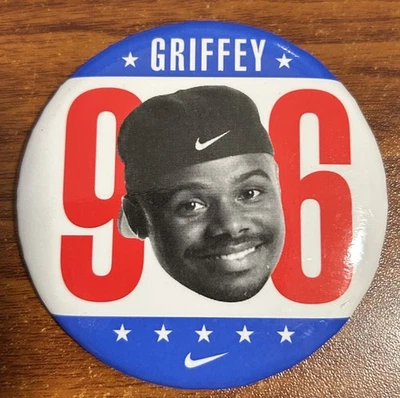 1996 Ken Griffey Jr. Baseball Button Used Free Shipping - Image 1 of 2