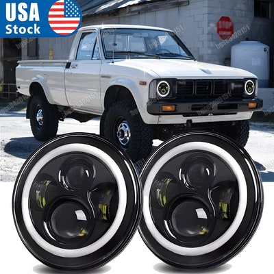 Par de Faróis de LED Halo Angel Eyes de 7"" Polegadas para 1979 1980 1981 Toyota Pickup - Imagem 1 de 4