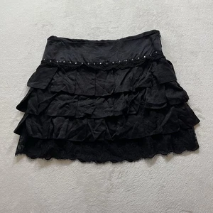 Damen Minirock dunkel kokett schwarz Rüschen Spitze Größe S/M - Bild 1 von 8