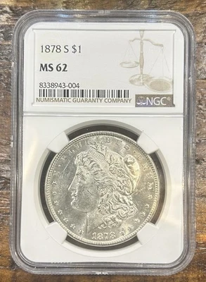 Dólar Morgan 1878-S $1 NGC MS62 Foto 1 de 2
