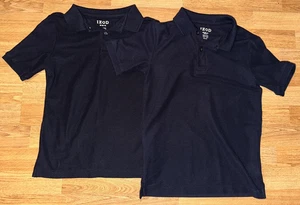 Lot of 2 Navy Blue IZOD Short Sleeve Polo School Uniform Shirts - Size M 10/12 - Picture 1 of 14