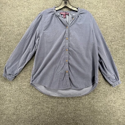 Gloria Vanderbilt Blouse Top Womens L Corduroy Blue Peasant Cottage Boho Barn - Image 1 of 4