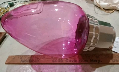 Christmas Fillable Stuffer Pink Plastic Christmas Light Bulb 13" Lighted  - Image 1 of 4