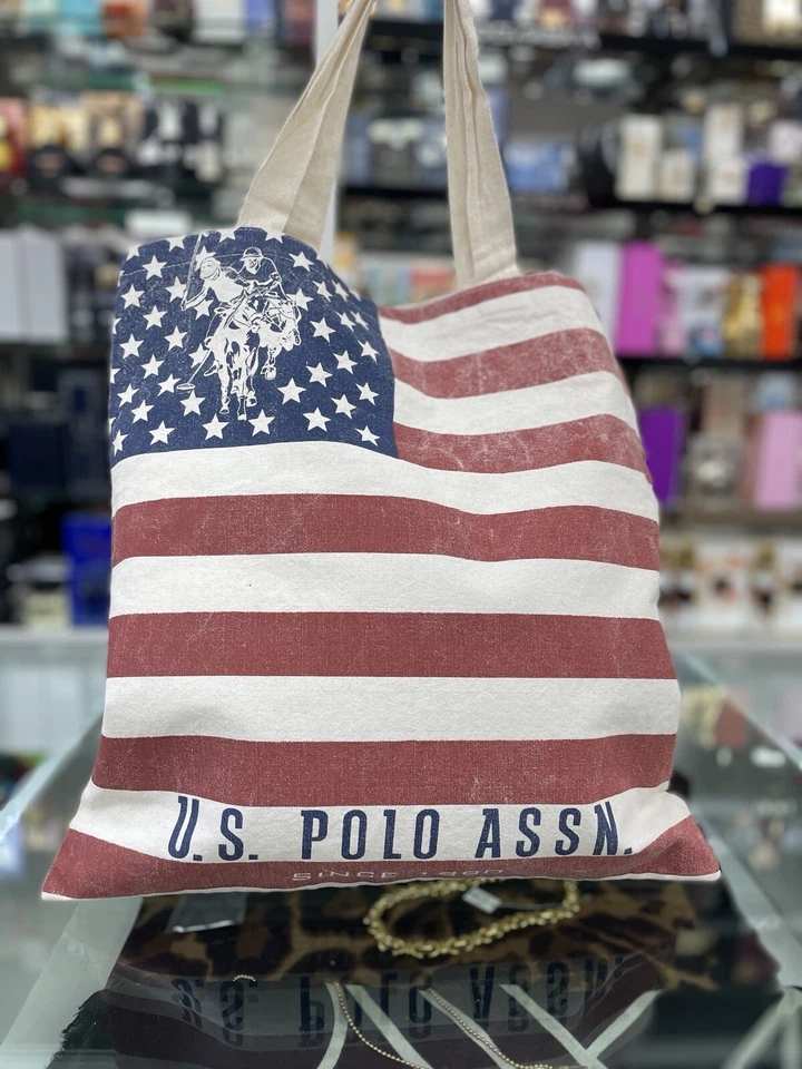 US POLO ASSN TOTE BAG MILITARY US FLAG SHOPPING BAG STYLE BORSA DI TELA - Imagen 1 de 4