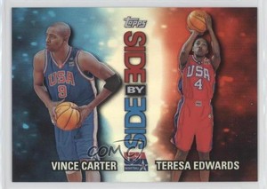 2000 Topps Team USA Side by Dual Refractor Vince Carter Teresa Edwards #SS7 HOF