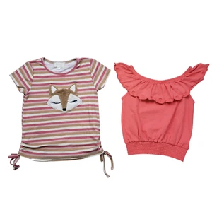 Btween Picapini Top Girls 6 Kids Fox Ruffle Striped Lot - Picture 1 of 12