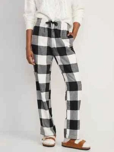 NWT Old Navy Printed Flannel Pajama Sleep Pants Black Buffalo Plaid Women MLXL2X - Picture 1 of 8