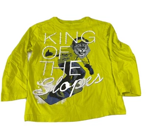 Lion Snowboarding Crazy 8 Boys Youth Long Sleeve T-shirt Sz M (7-8) Yellow Green - Picture 1 of 4