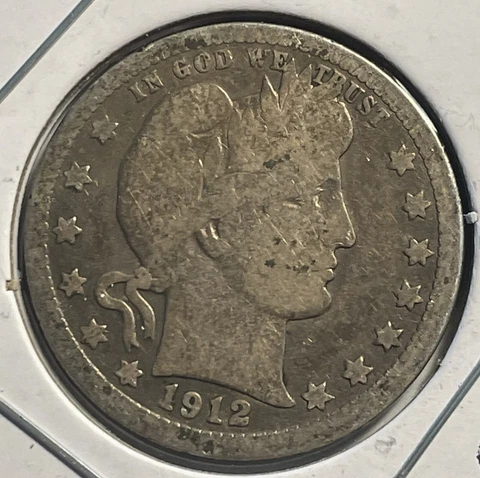 1912-P Barber Quarter - 90% Silver - Free Delivery - P3-29 Cover