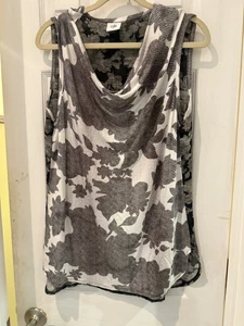 Cabi Womens Shirt Tango Cowl Neck Sleeveless 3057 Floral Layered Blouse Medium - Picture 1 of 7