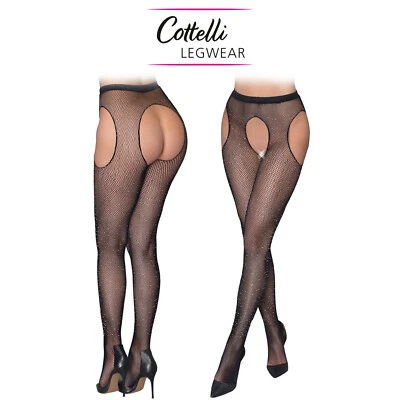 Cottelli Collection Legwear Suspender Tights Calze Rete Glitterata Collant Sexy - Immagine 1 di 4
