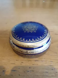 Vintage Lazeyras Limoges Blue/Gold Trinket Pot - Picture 1 of 6
