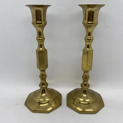 Brass Candle Sticks Holsey International Brass 2 Candleholders Made in India - Image 1 of 4