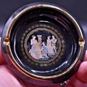 Vintage Hand Made in Greece in 24 K Gold Ceramic Ashtray Greek 3.5" - Picture 1 of 2