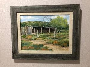 Modernes (2000er+) 12x16 Original Ölgemälde;Texas Hill Country;Alte Scheune;Thomas - Bild 1 von 22