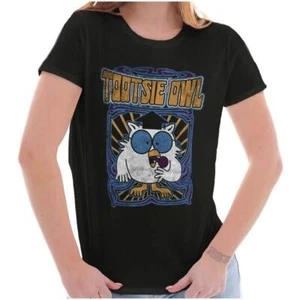 Vintage Tootsie Roll Pop Mr. Owl Retro Hippy Womens Top Junior Graphic Tee - Picture 1 of 7