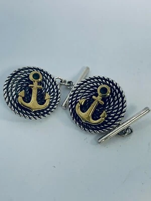 ABOTOADURAS NÁUTICAS PRATA ESTERLINA - CORDA E ÂNCORA - Imagem 1 de 4