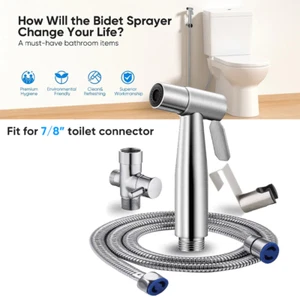 Toilet Shattaf Adapter Hose Bidet Spray Stainless Steel Handheld Shower Head NEW - Picture 1 of 20