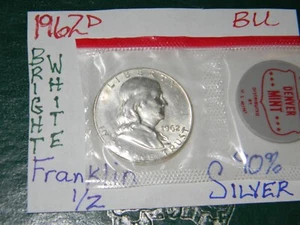GEM BU UNCIRCULATED UNC MS 1962-D SILVER FRANKLIN HALF DOLLAR BRILLIANT LUSTER - Bild 1 von 2