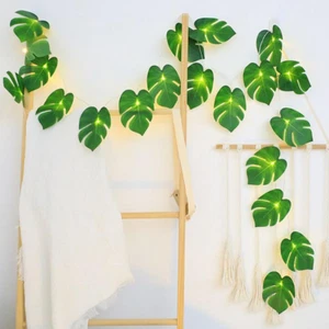20 LED Monstera Leaf String Lights,Artificial Tropical Palm Leaves Wall Hanging - Picture 1 of 7