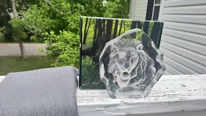VTG LION HEAD DESIGN GLASS CRYSTAL by MATS JONASSON SIGNED 33285 - Picture 1 of 5