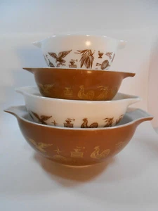 Vintage Pyrex frühes amerikanisches Muster Aschenputtel verschachtelte Rührschüsseln - Bild 1 von 9