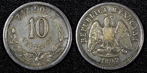 México Plata 1892 Zs Z 10 Centavos Zacatecas Como Nuevo Bonito Tono KM# 403.10 (174) - Imagen 1 de 3