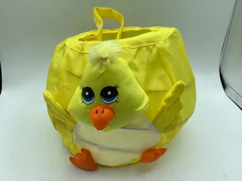 GEMMY Metal Wire Basket- Yellow Chick Duck Easter Basket Cover