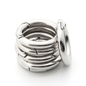 5 ~ 20X Mini Silber Kreis Rund Karabiner Feder Druckknopf Clip Haken Schlüsselanhänger Wandern - Bild 1 von 6